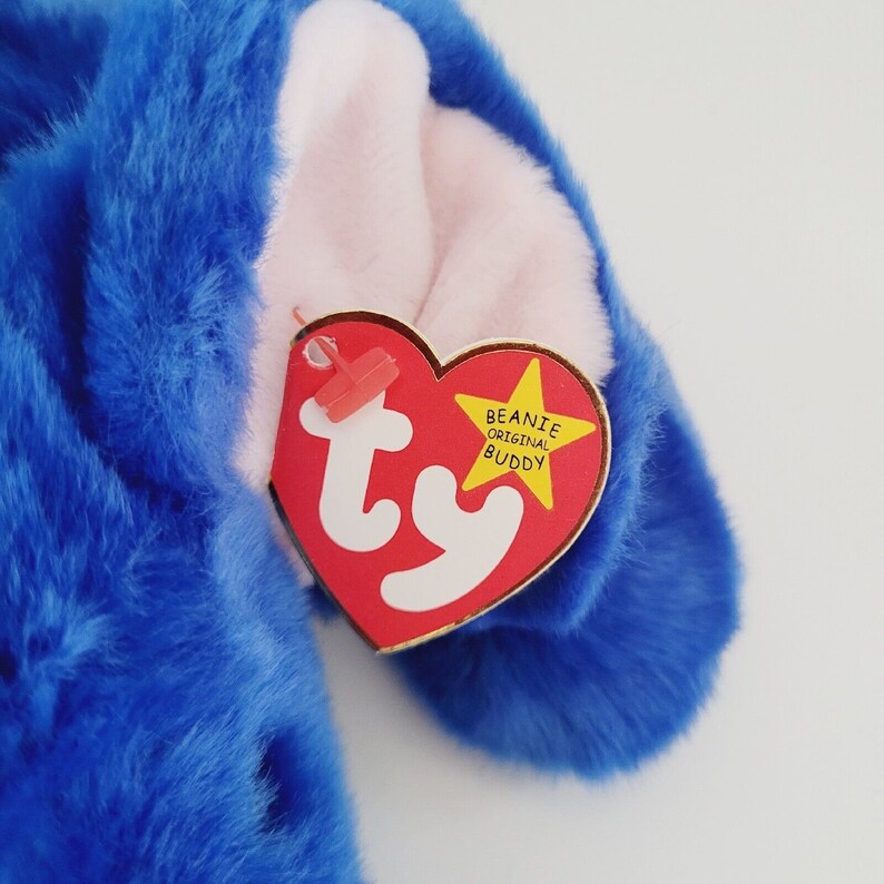 TY Beanie Original Buddy peanut Royal Blue Elephant With Tags 1998