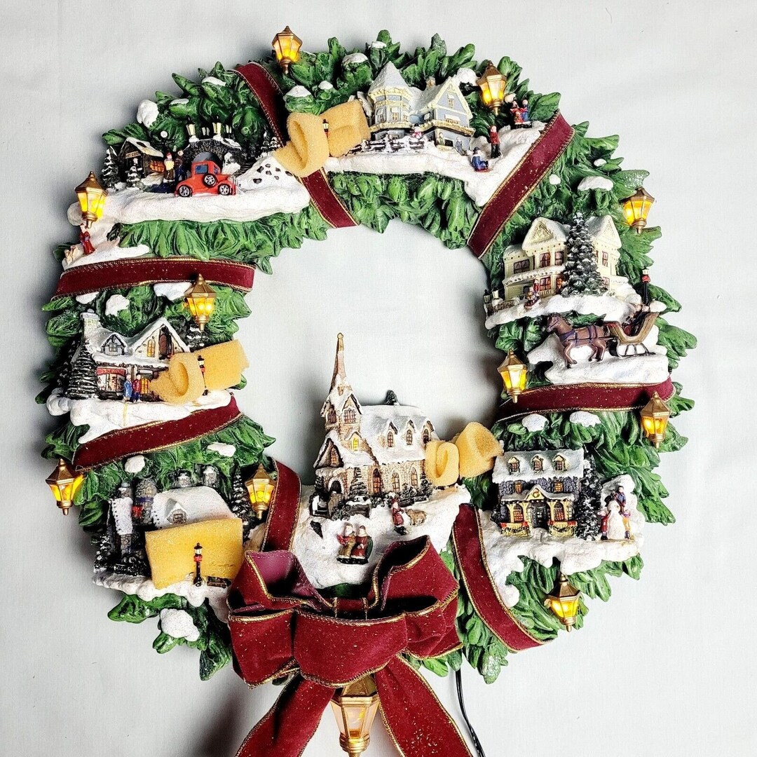 Thomas Kinkade Christmas Village Wreath Limited Edition Etsy