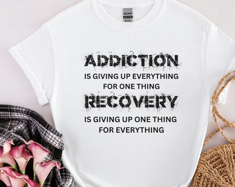 Unisex Softstyle Recover Vs Addiction shirt, Recovery T-Shirt, Recovery gift, 12 step Recovery Shirt, Sobriety shirt, NA shirt