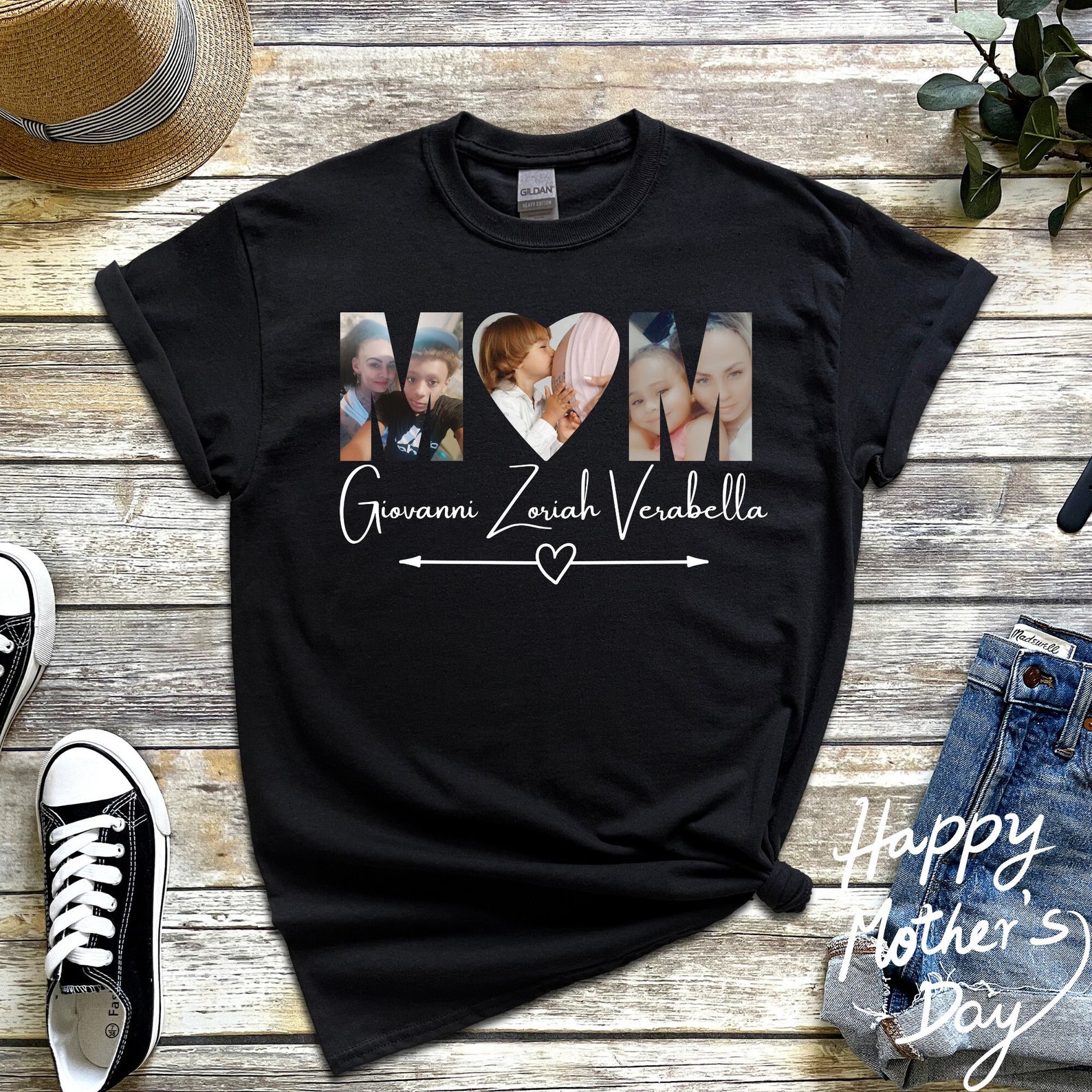 Personalized Mom Shirt With Kids' Names - Custom T-Shirt For Mothers Day, 100% Cotton