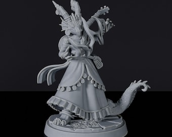 Dragonborn Bard DnD ispirato Fantasy DnD da tavolo RPG Mini grande idea regalo in miniatura per i fan di Dungeon and Dragons che dipingono figura in resina 3D