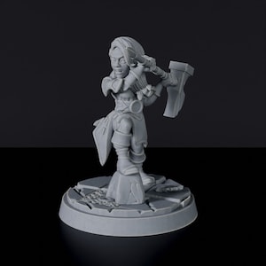 Gnome Fighter Warrior Female DnD inspired Fantasy Tabletop RPG Mini Great Miniature Gift Idea for Dungeon and Dragons Fans Painting Figure