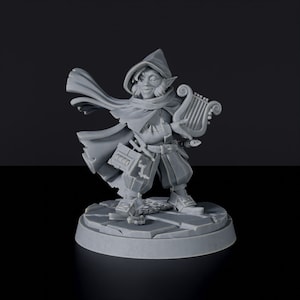 Gnome Bard Female DnD inspired Fantasy DnD Tabletop RPG Mini Great Miniature Gift Idea for Dungeon and Dragons Fans Painting 3D Resin Figure