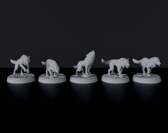 Pack Of Wolfs Monster DnD inspired Fantasy Tabletop RPG Mini Great Miniature Gift Idea for Dungeon and Dragons Fans Painting Resin Figure