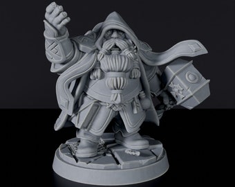 Dwarf Cleric Male DnD inspired Fantasy DnD Tabletop RPG Mini Great Miniature Gift Idea for Dungeon and Dragons Fans Painting 3D Resin Figure