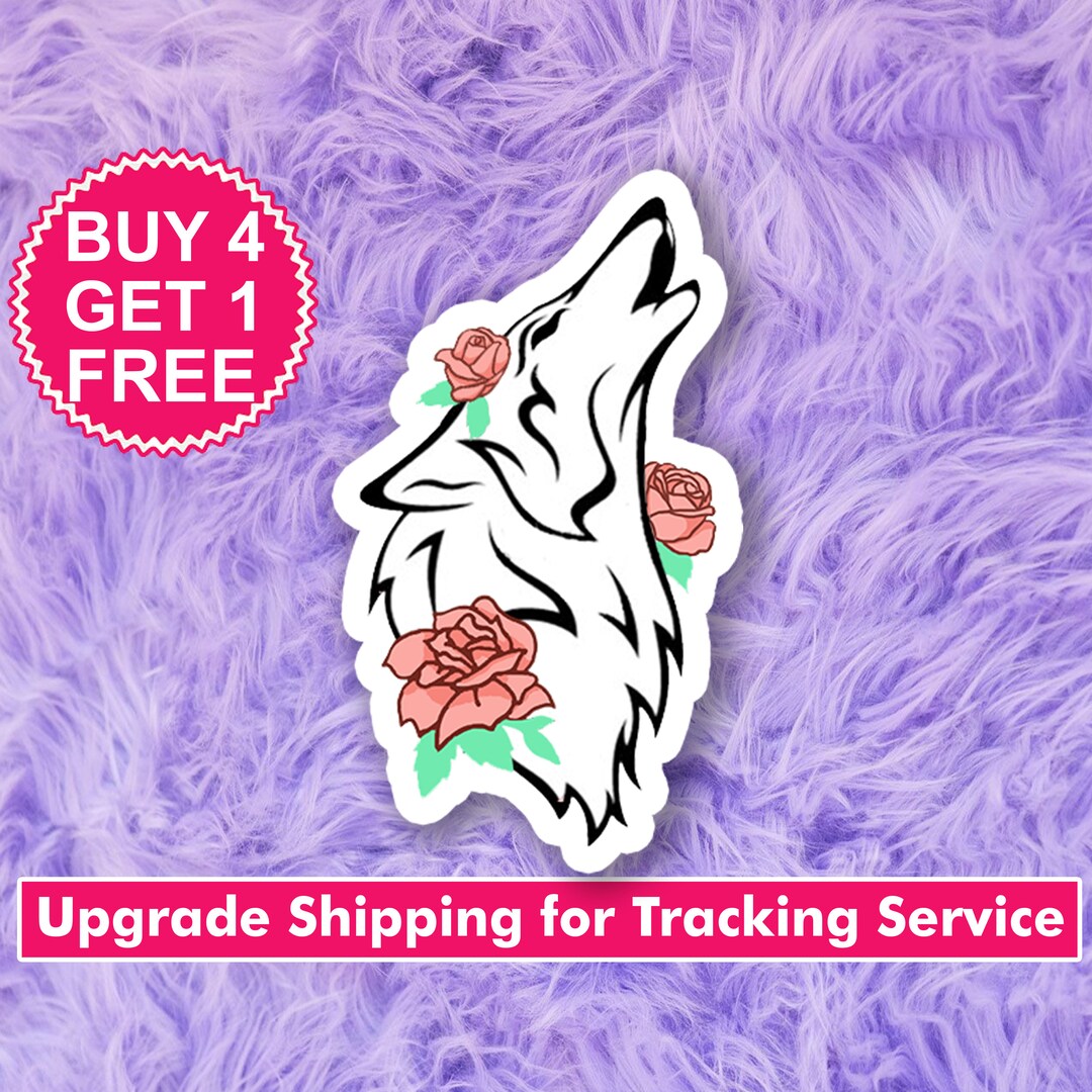 Tribal Howling Wolf Car Stickers Roses MacBook Stickers Wildlife Phone