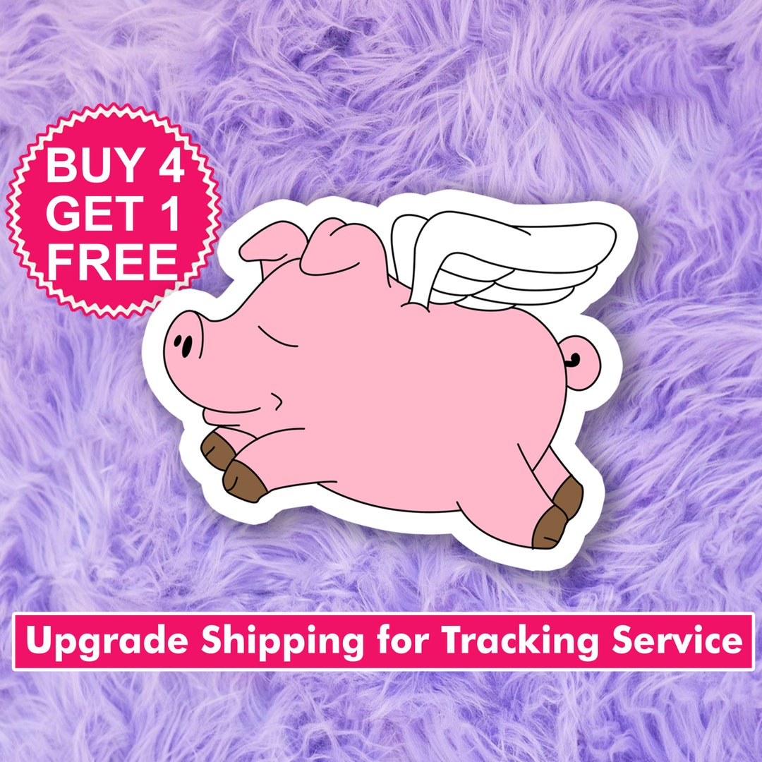 Flying Pig Emoji Water Bottle Sticker Angel Car Stickers Etsy
