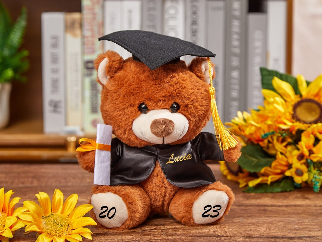 Personalized Graduation Teddy Bear 2025 - Custom Text/Name, 10 Inch, With Cap, Gown & Diploma (High School/College Gift)