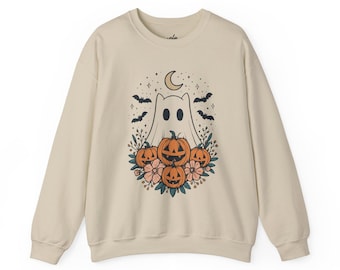 Halloween Ghost Crewneck Sweatshirt, Pumpkin Fall Sweater