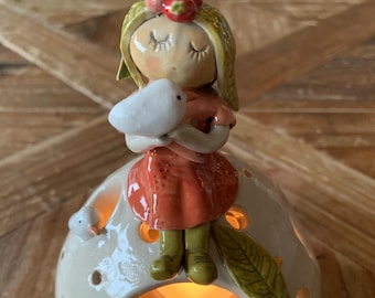 Pottery Tealight Holder Candle Ornament Home Decoration Art House Warming Gift Whimsical Shrine