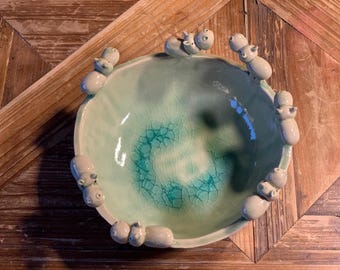 Unique Hippo Dish Ceramic Pottery Bowl Gift Functional Decorative Fun Pottery Art Piece