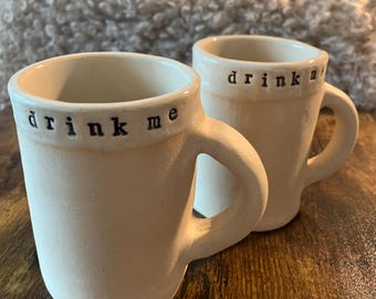 Pottery Mugs Set of 2 Coffee Tea  Hot Chocolate Cups Christmas Gift