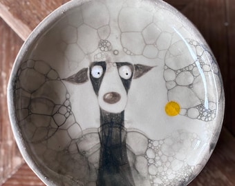 Dog Trinket Holder, Handmade Ceramic Ring Dish, Dog Jewellery Plate, Small Pottery Gift