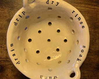 Mini Colander / Ceramic Strainer / Farm House Kitchenware / Handmade Ceramic Functional Decorative Piece