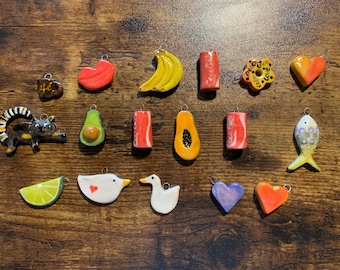 Colourful Ceramic Charms / Personalised Necklace Gift