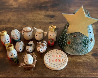 Pottery Nativity Set Christmas display Holiday Decoration