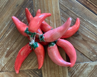Ceramic Chili Art Centerpiece - Kitchen Garland - SHIPPING INCLUDED