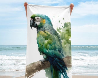 Badetuch Papagei, Strandtuch, Saunatuch, Badezimmer Dekoration, Handtuch groß, Handtuch bedruckt, Urlaub Geschenk, Boho Handtuch