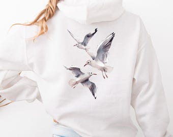 Seagull Hoodie with Back Print – Coastal Unisex Hoodie for Ocean Lovers