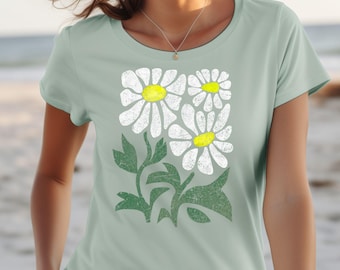 Wildflowers T-Shirt, Botanical Ladies Shirt with Boho Flower Artprint