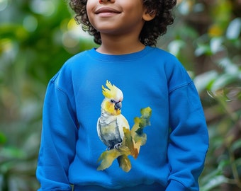 Kinder-Sweatshirt Kakadu, Kinderpullover mit Papagei-Print