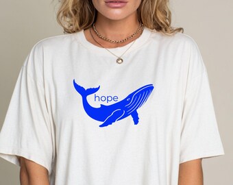 Hope Whale T-Shirt – Ocean Conservation Shirt – Minimal Illustration – Sustainable Fashion