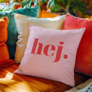 Dekokissen Hej, Skandinavische Wohnaccessoires, Kissenhülle minimalistisch