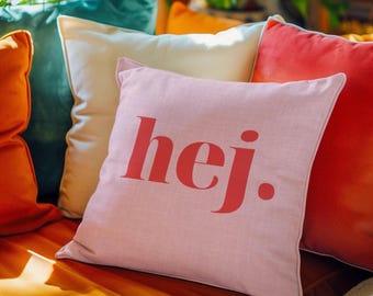 Pillowcase Hej, Scandinavian Home Decor, Minimalistic Cushion Cover