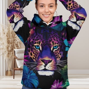 Allover printed leopard sweatshirt,Leo print, maximalist Sweatshirt,