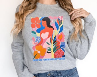Feministisches Sweatshirt, Pullover mit Kunstdruck, Matisse Style, Geschenk Selbstliebe, Frauen Power