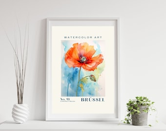 Mohnblumen Poster, Blumenmarkt Galerie, digitaler Download, botanische Wandkunst