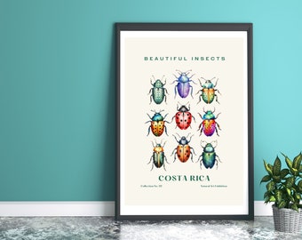 Beetle Collection Poster, Digital Download, Beautiful Insects, Nature Inspired Art Print, Eclectic Wall Art