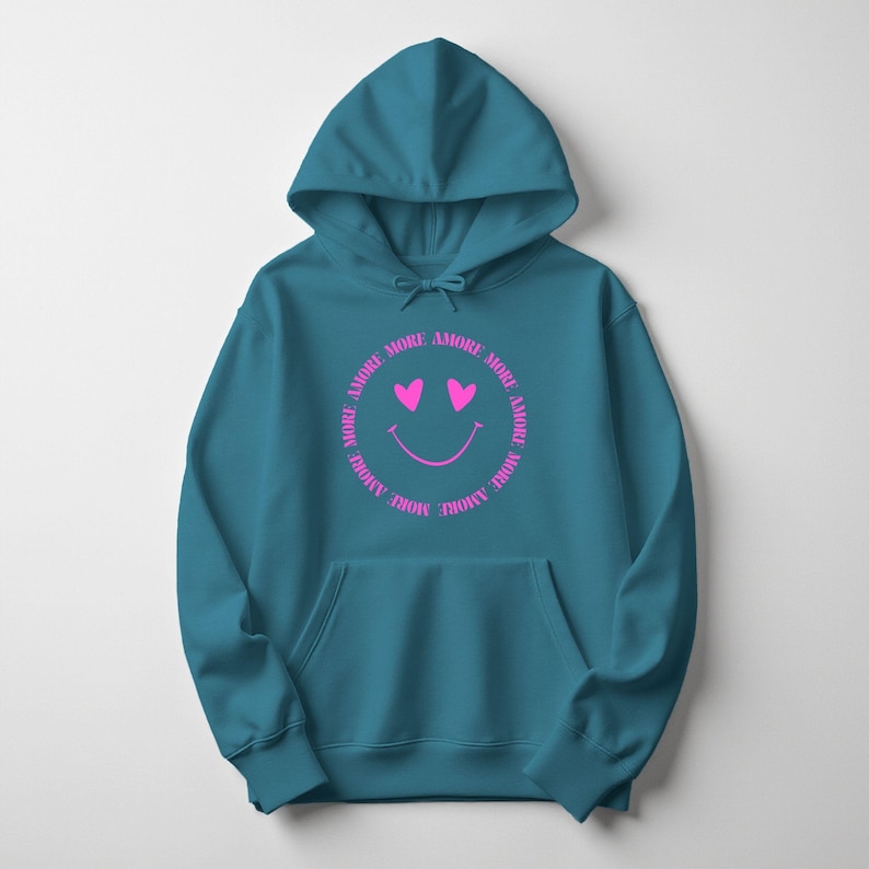 Hoodie More Amore, Positive Vibes Unisex Sweater Jade