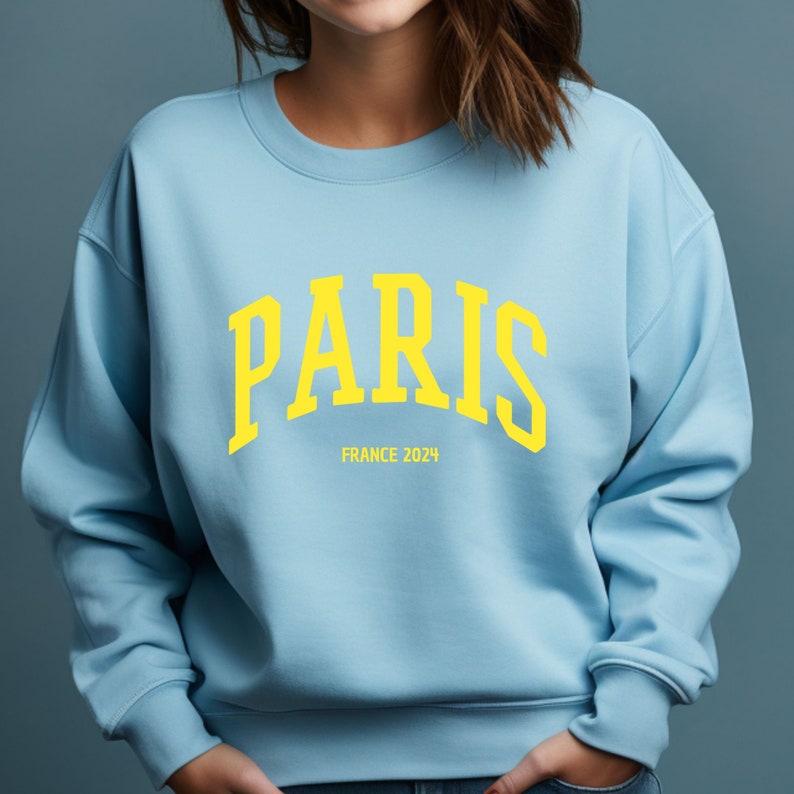 Sweatshirt Paris, Damen Pullover für Paris-Liebhaberinnen Skyblue