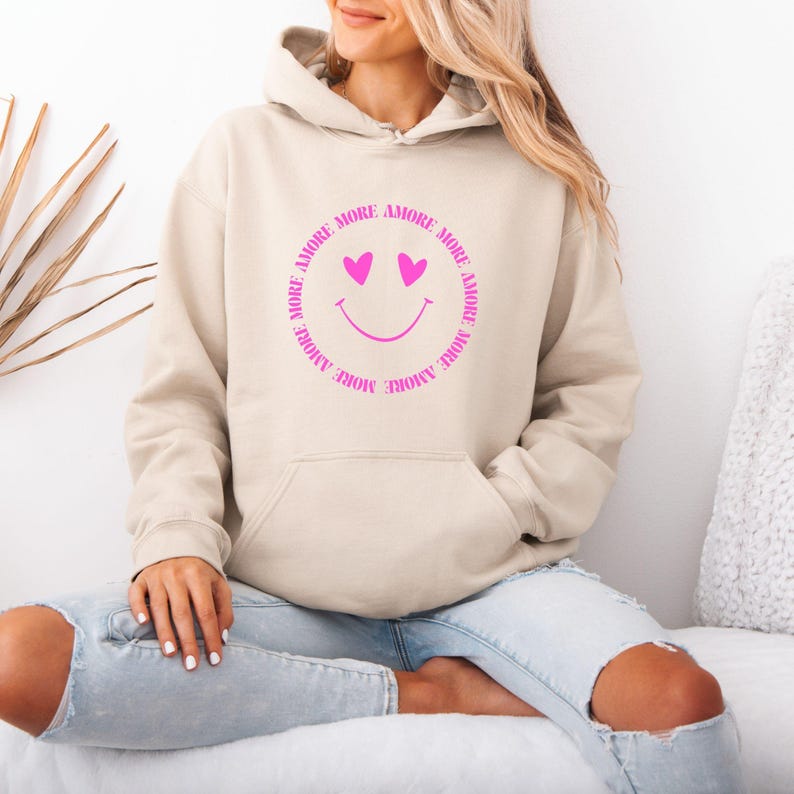 Hoodie More Amore, Positive Vibes Unisex Sweater Sand
