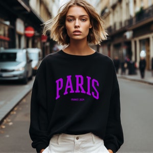 Sweatshirt Paris, Damen Pullover für Paris-Liebhaberinnen Black