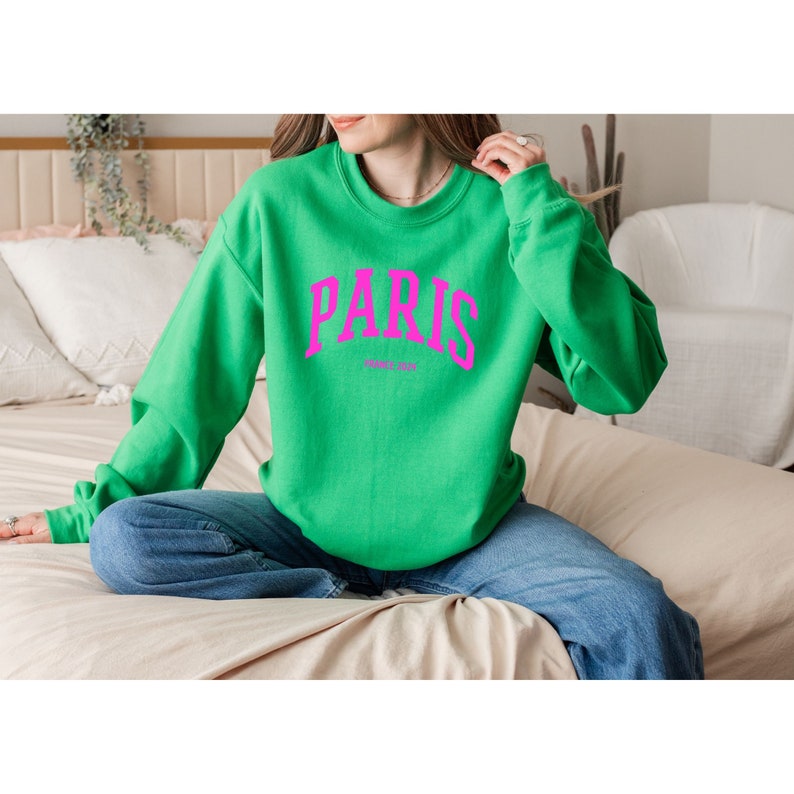 Sweatshirt Paris, Damen Pullover für Paris-Liebhaberinnen Kelly Green