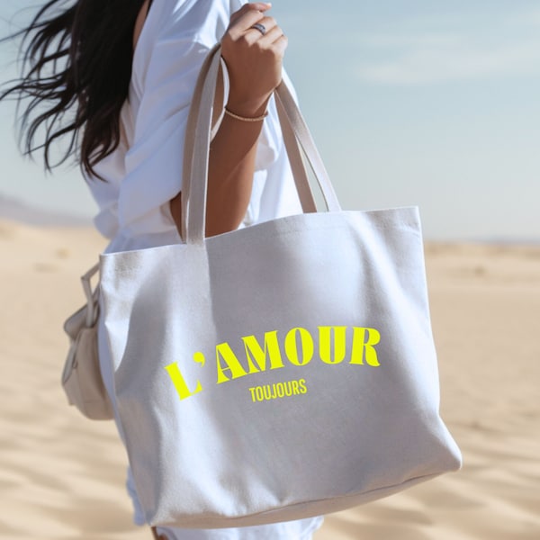 XL Shopper L'Amour, geräumige Einkaufstasche, nachhaltige Strandtasche für Frankreich-Fans