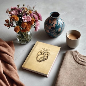 Notizbuch anatomisches Herz, Selbstfürsorge Tagebuch Vintage Style