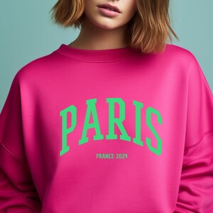 Sweatshirt Paris, Damen Pullover für Paris-Liebhaberinnen Magenta Pink