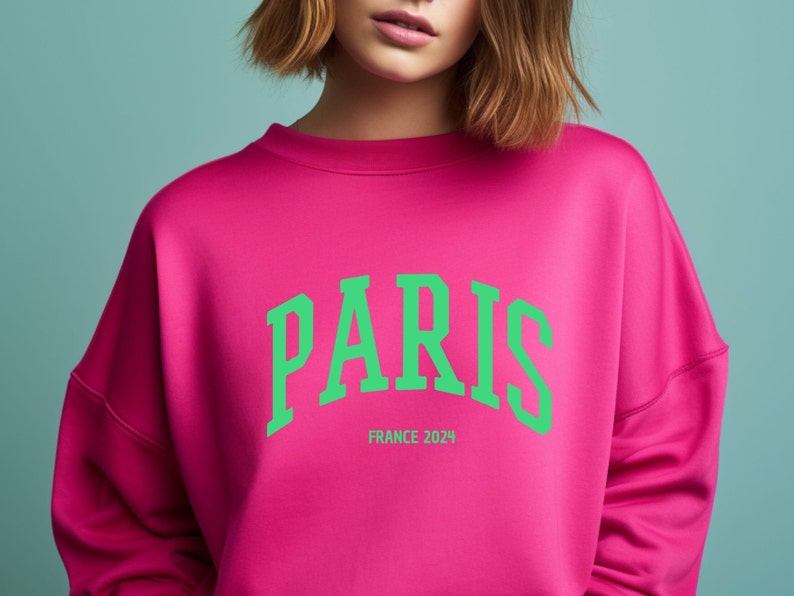 Sweatshirt Paris, Damen Pullover für Paris-Liebhaberinnen Magenta Pink