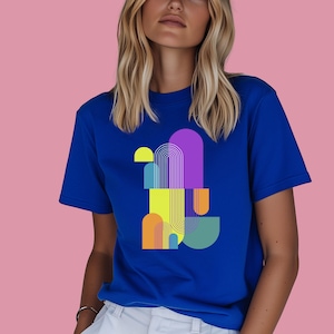 T-Shirt abstrakter Druck in Knallfarben, Geschenk für Kreative