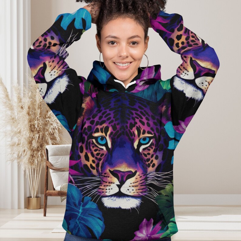 Allover printed leopard sweatshirt,Leo print, maximalist Sweatshirt,