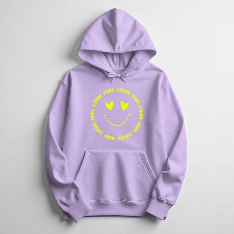 Hoodie More Amore, Positive Vibes Unisex Sweater Lavender