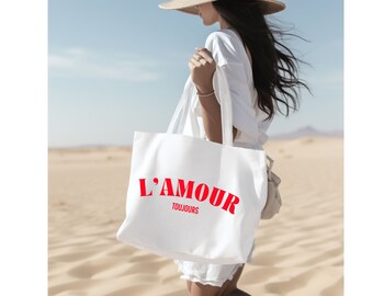 XL Shopper L'Amour, geräumige Einkaufstasche, nachhaltige Strandtasche für Frankreich-Fans