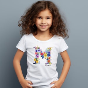 Personalisiertes Kinder T-Shirt, Kinder Shirt mit Initial und Namen, Schulanfang Geschenk Wunschname, Mädchen Shirt Name, Kindergarten Bild 5