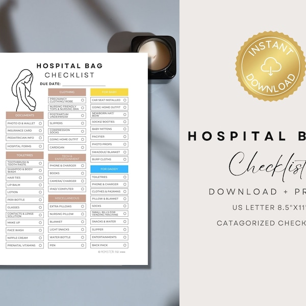 Hospital Bag Checklist | Baby, Mom, Dad Essentials Checklists | Newborn Essentials | Ultimate Guide for hospital Packing