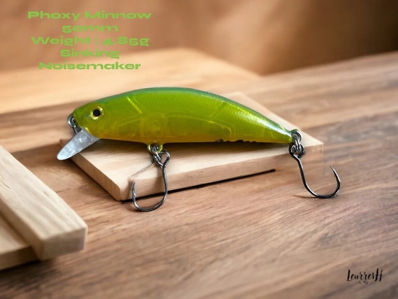 The phoxy Minnow electro Lime : Hand-crafted and Hand-painted Hard Lure for  Trout Fishing. 