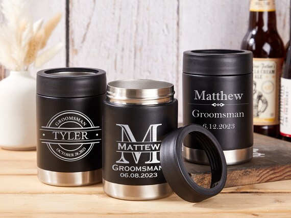 Personalized Can Cooler Holder, Engraved Can Cooler, Beer Can Holder,  Groomsmen Proposal, Groomsman Gift Ideas, Custom Wedding Gift