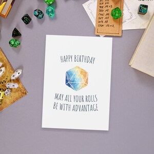 Dungeons & Dragons Geburtstagskarten für Ehemann Nerdy, mögen alle Ihre Rollen mit Vorteil-alles Gute zum Geburtstagkarte, druckbare DND D20 Karte sein